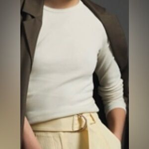 Anthropologie White Long Sleeve Tee